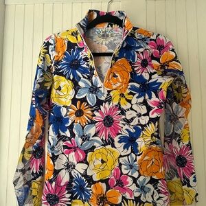 IBKUL Is Women’s Vibrant Floral Shirt - Blue, Pink, Orange